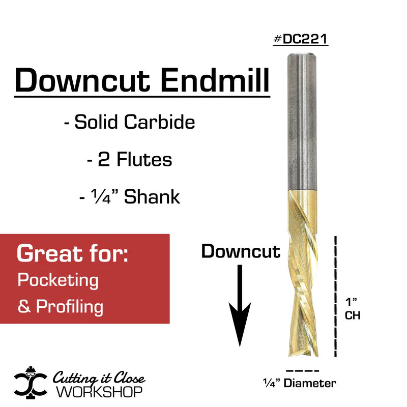 1/4'' x 1'' Downcut - 1/4'' Shank - DC221