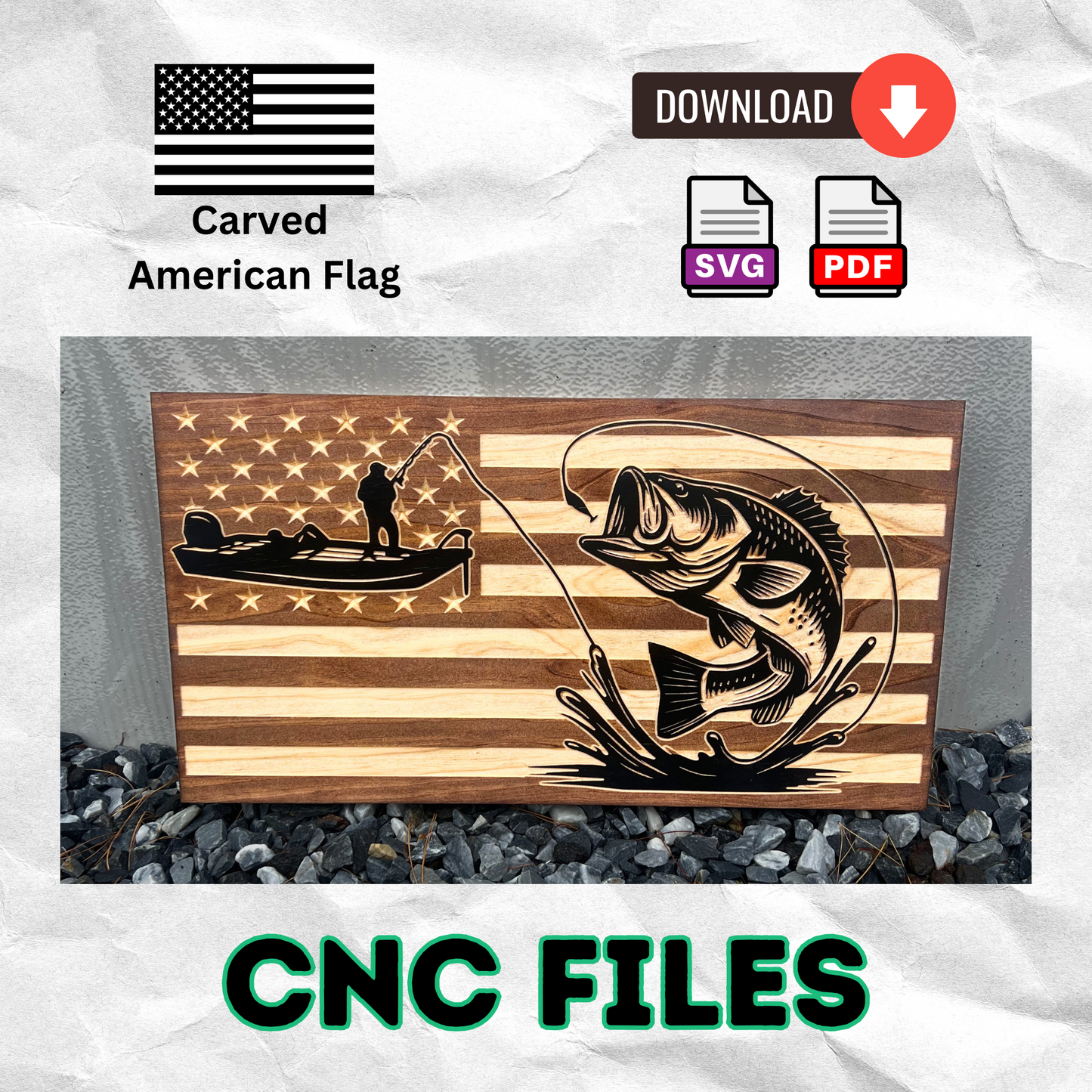 Bass Fishing Wood Flag