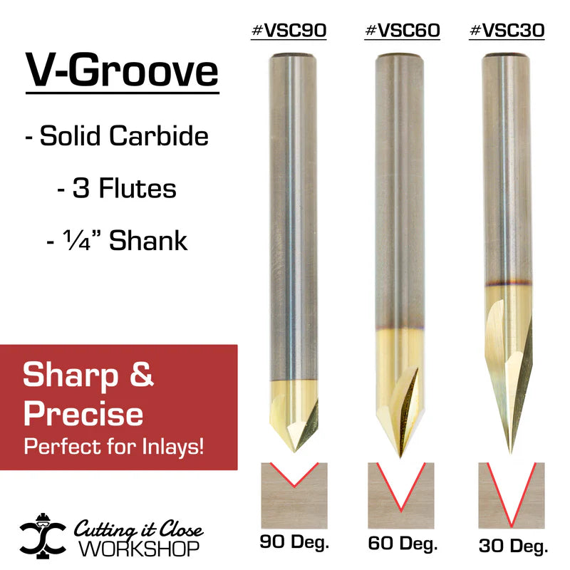 30 Deg V-Groove - 3-Flute - 1/4 Shank - VSC30